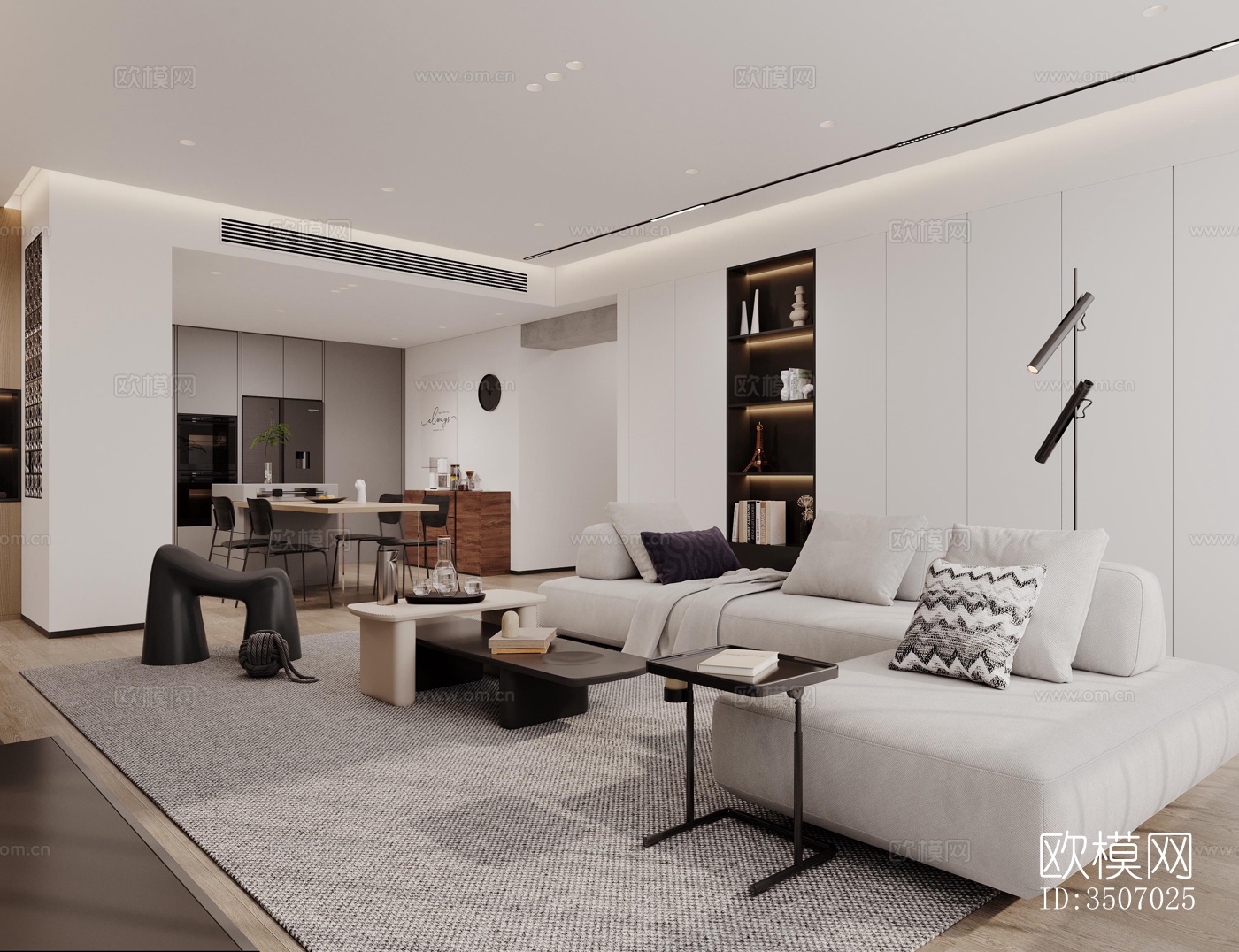 现代大平层效果图下载（渲染图13）