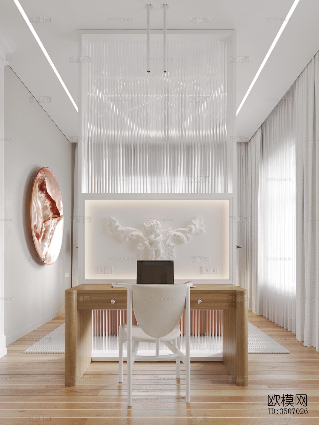 现代大平层效果图下载（渲染图7）