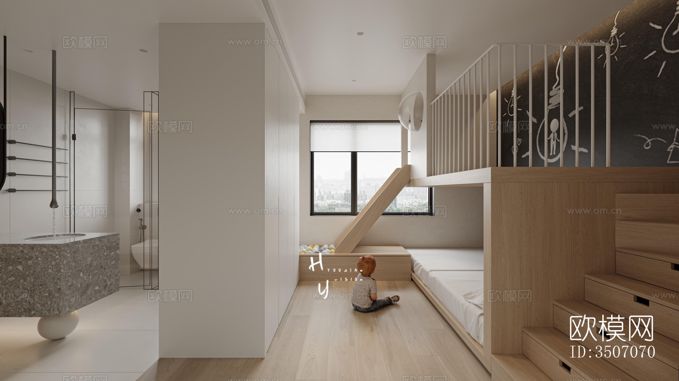 现代大平层效果图下载（渲染图13）