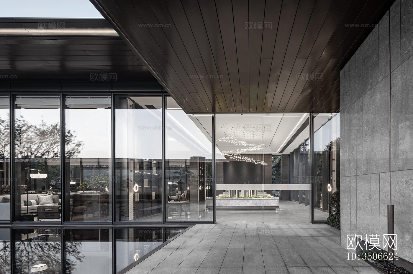 新中式售楼处效果图下载（渲染图3）