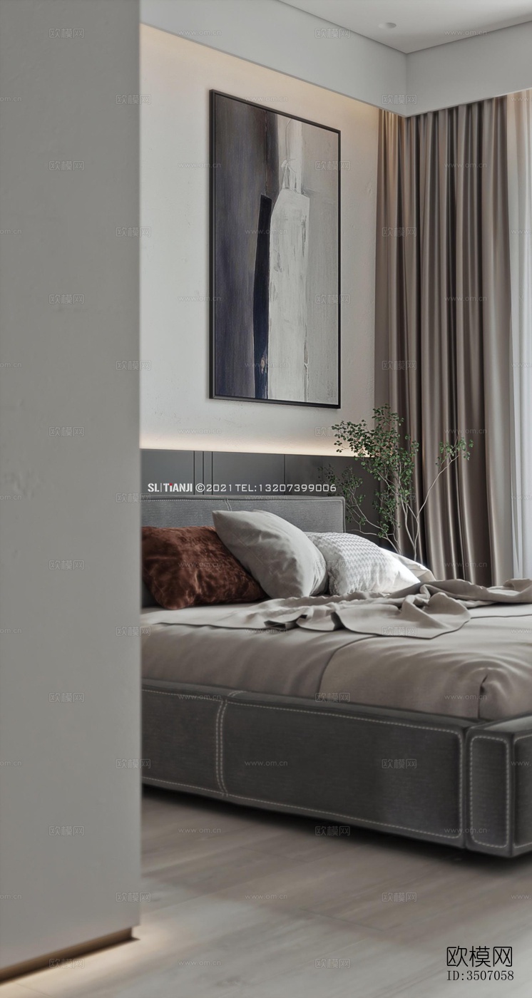 现代大平层效果图下载（渲染图13）