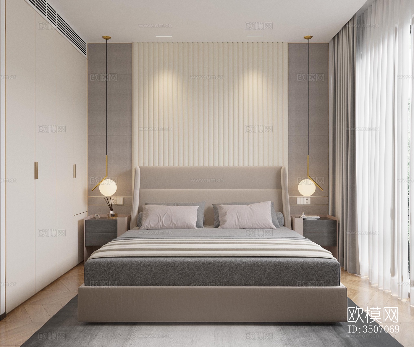 现代大平层效果图下载（渲染图5）