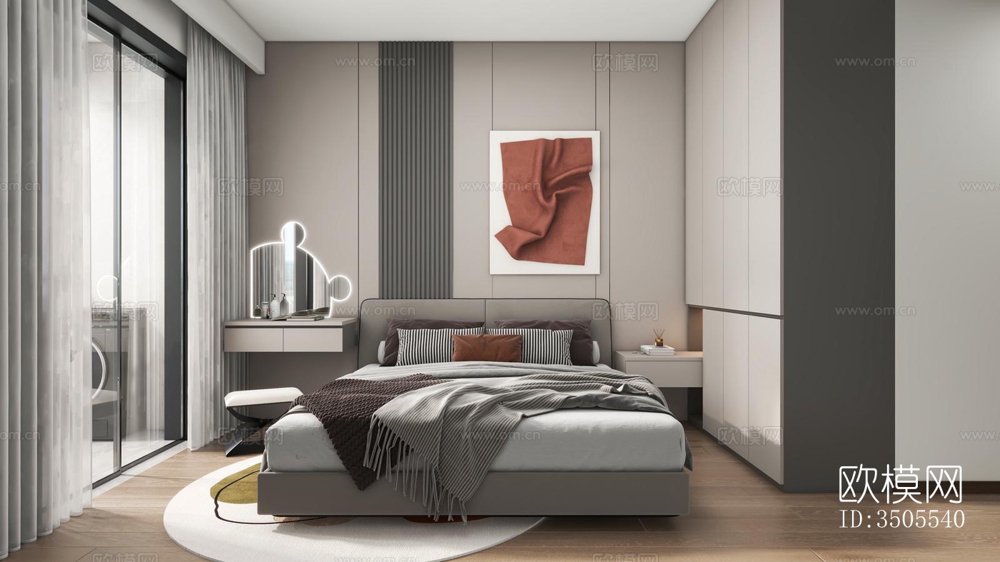 现代大平层效果图下载（渲染图5）