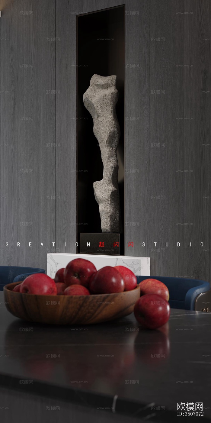 现代大平层效果图下载（渲染图2）