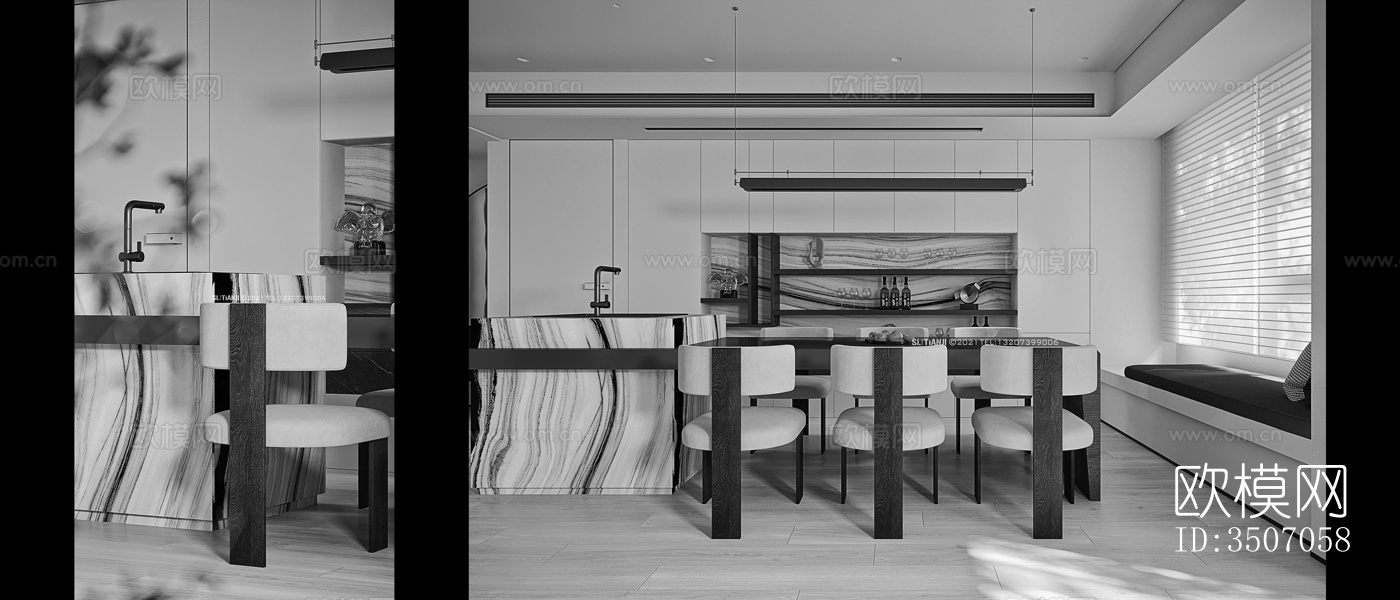 现代大平层效果图下载（渲染图16）