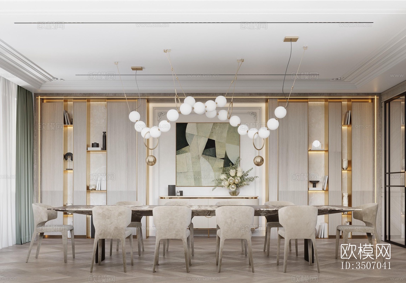 现代大平层效果图下载（渲染图3）