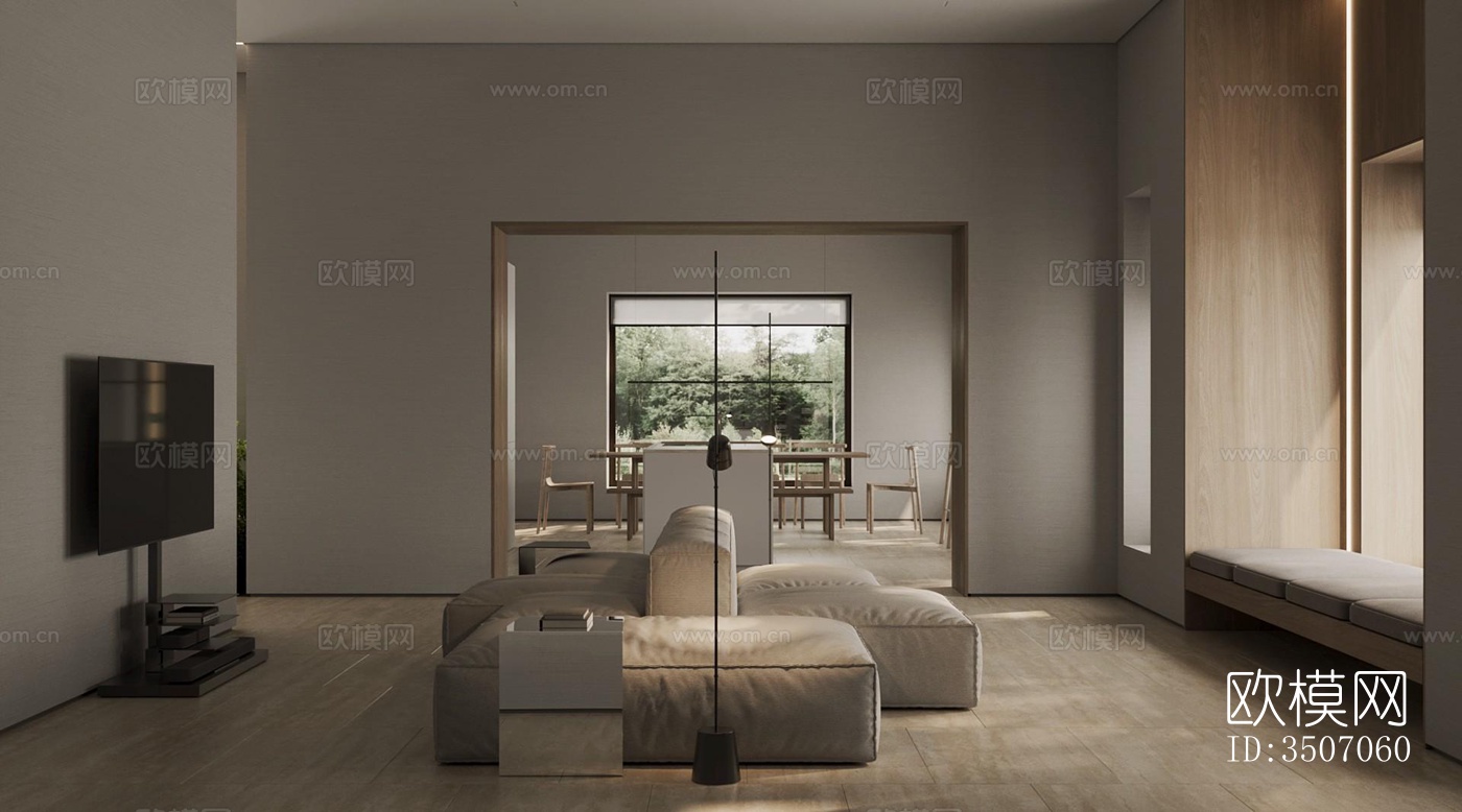 现代大平层效果图下载（渲染图17）