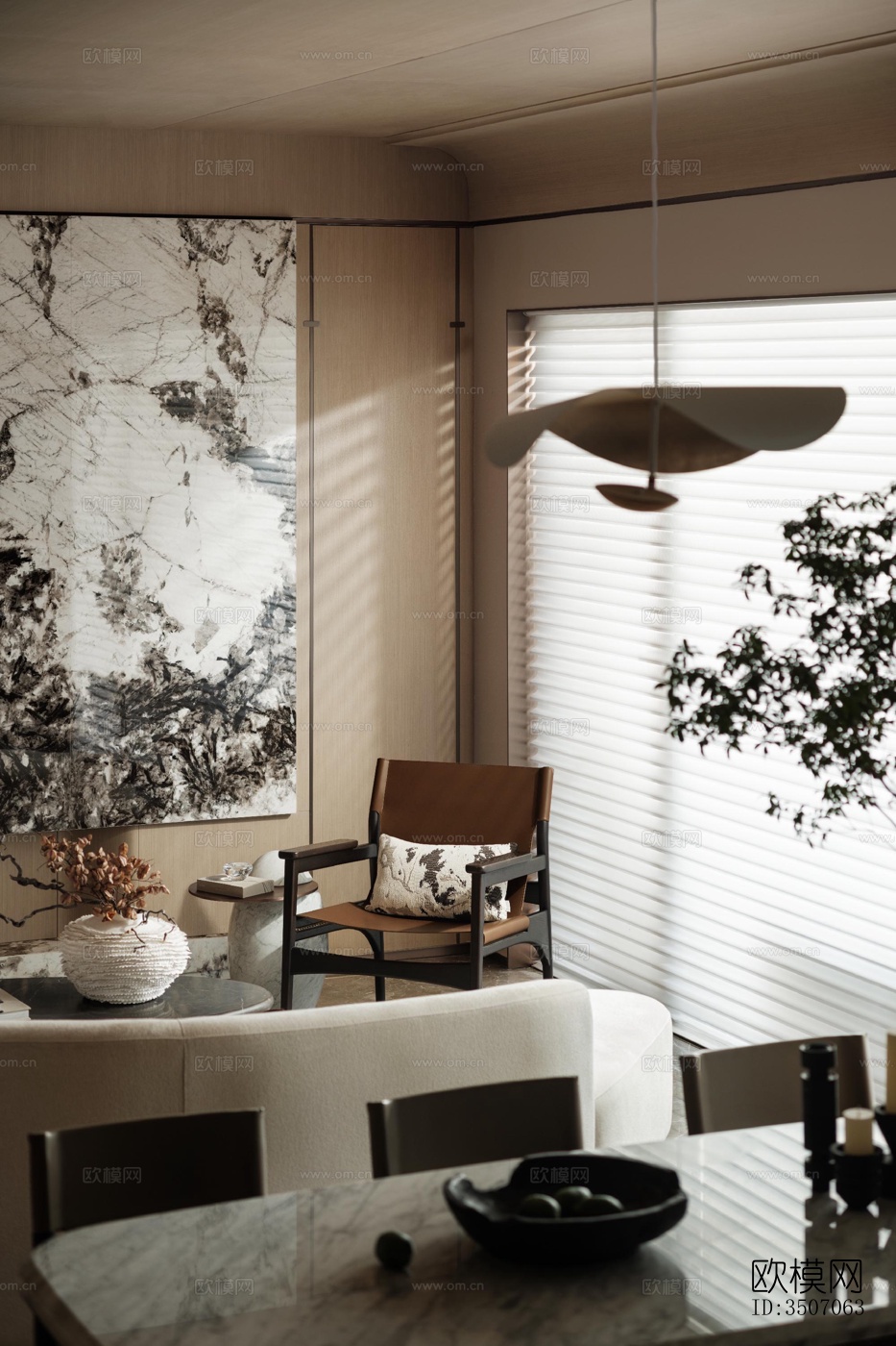 现代大平层效果图下载（渲染图2）