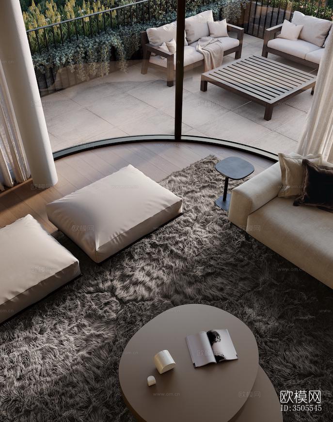 现代大平层效果图下载（渲染图2）