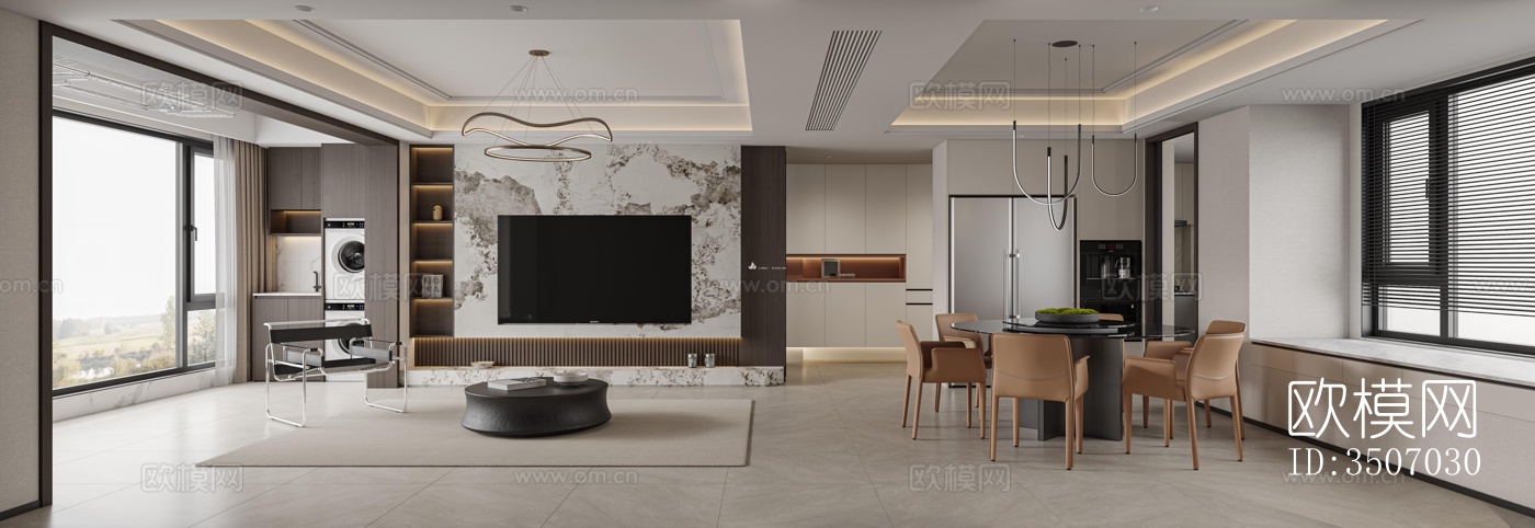 现代大平层效果图下载（渲染图12）