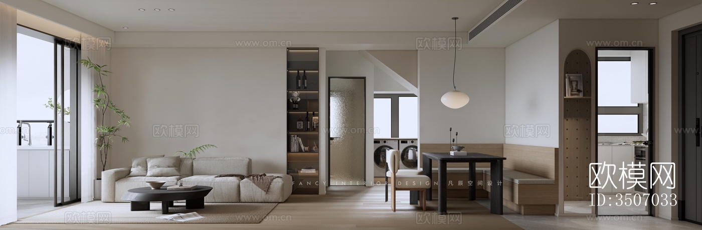 现代大平层效果图下载（渲染图10）