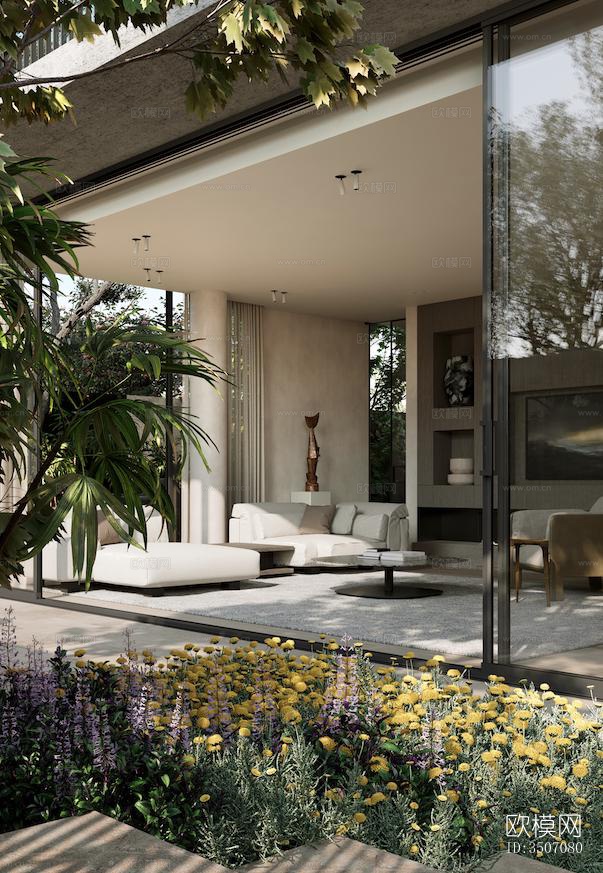 现代大平层效果图下载（渲染图12）