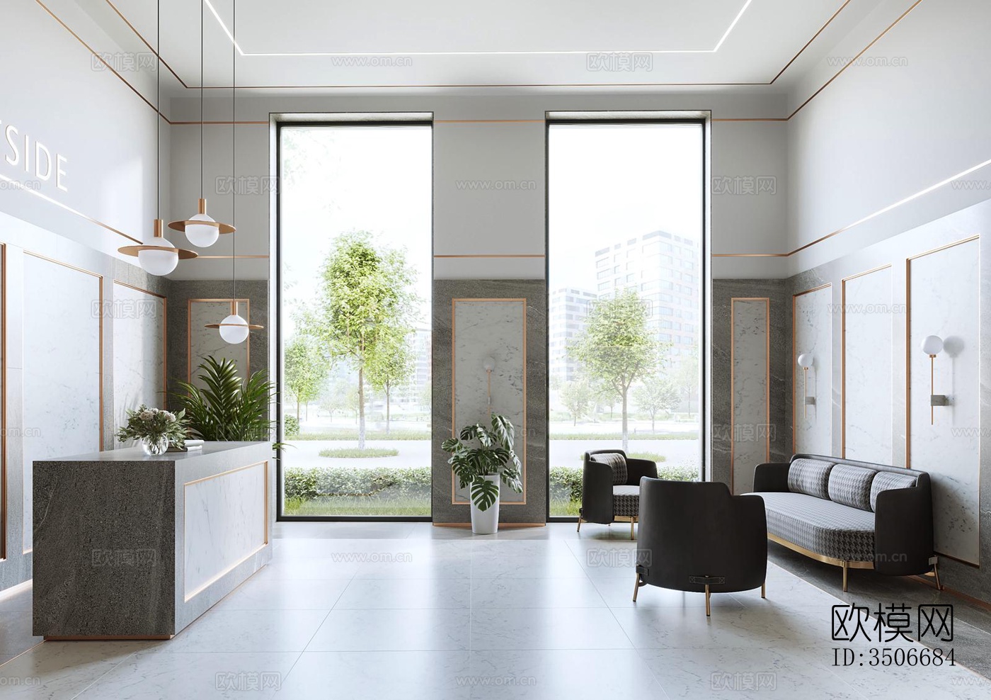 现代售楼处效果图下载（渲染图2）