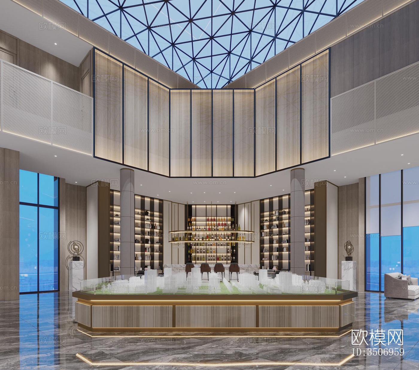 现代售楼处效果图下载（渲染图2）