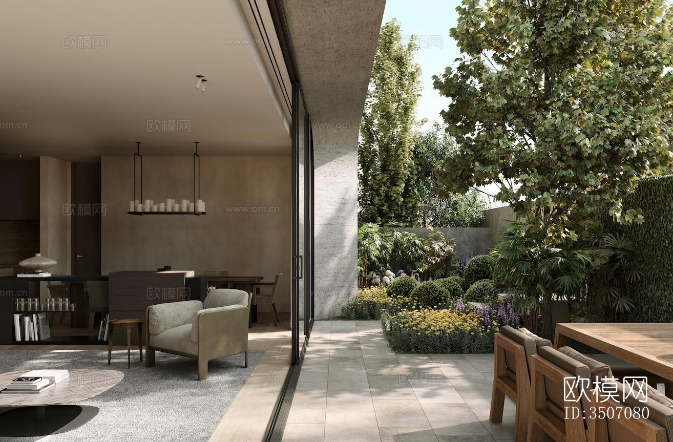 现代大平层效果图下载（渲染图3）