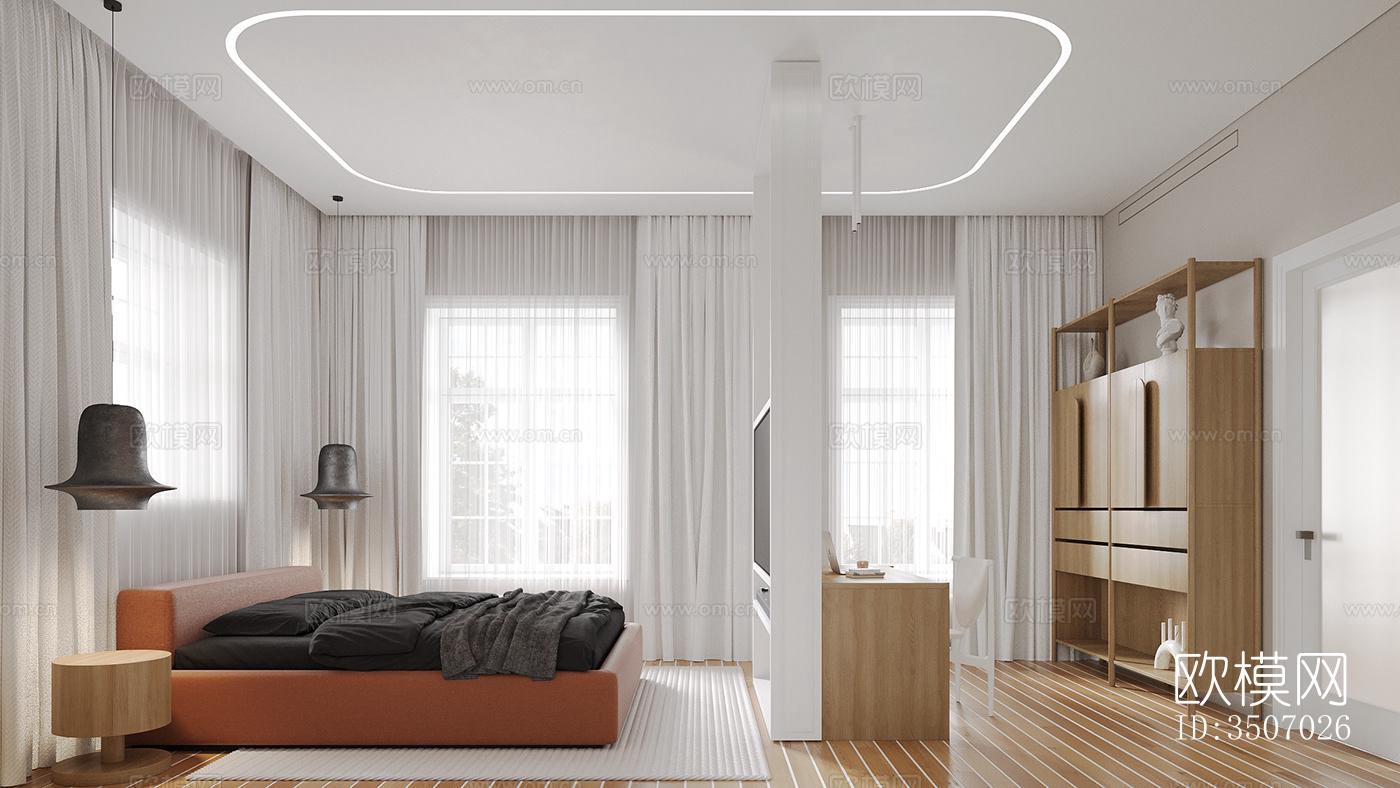 现代大平层效果图下载（渲染图2）