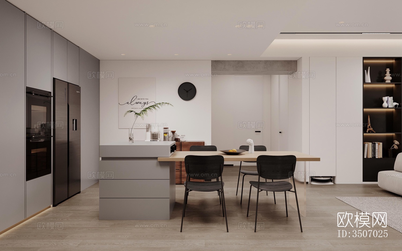 现代大平层效果图下载（渲染图15）