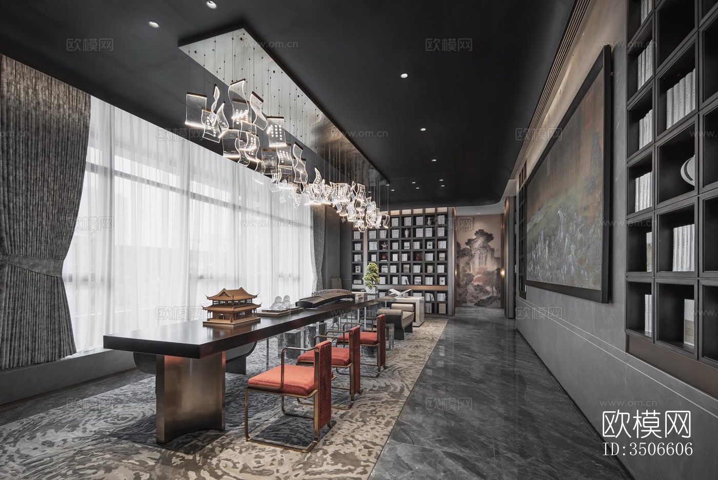 新中式售楼处效果图下载（渲染图6）