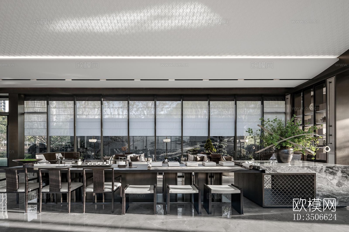 新中式售楼处效果图下载（渲染图8）