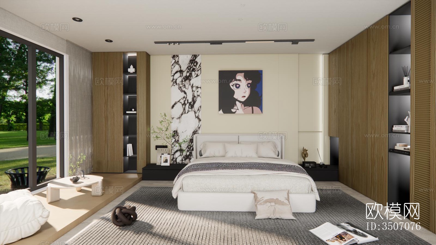 现代大平层效果图下载（渲染图4）