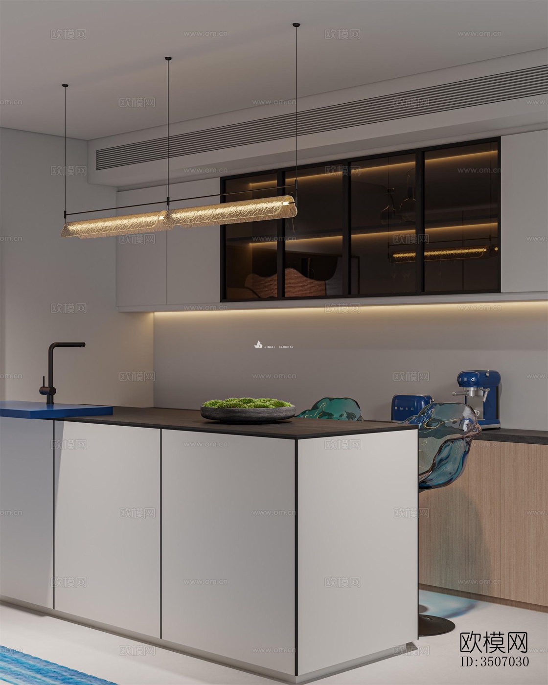 现代大平层效果图下载（渲染图9）