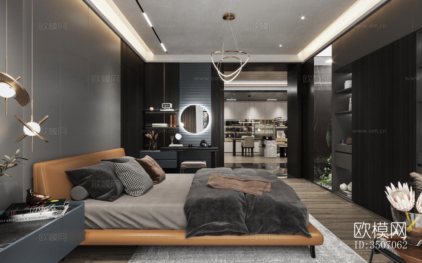 现代大平层效果图下载（渲染图9）