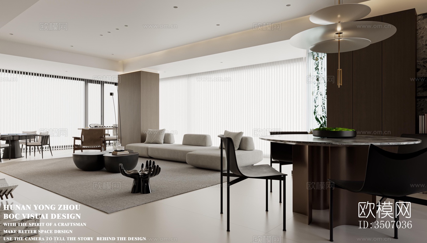 现代大平层效果图下载（渲染图10）