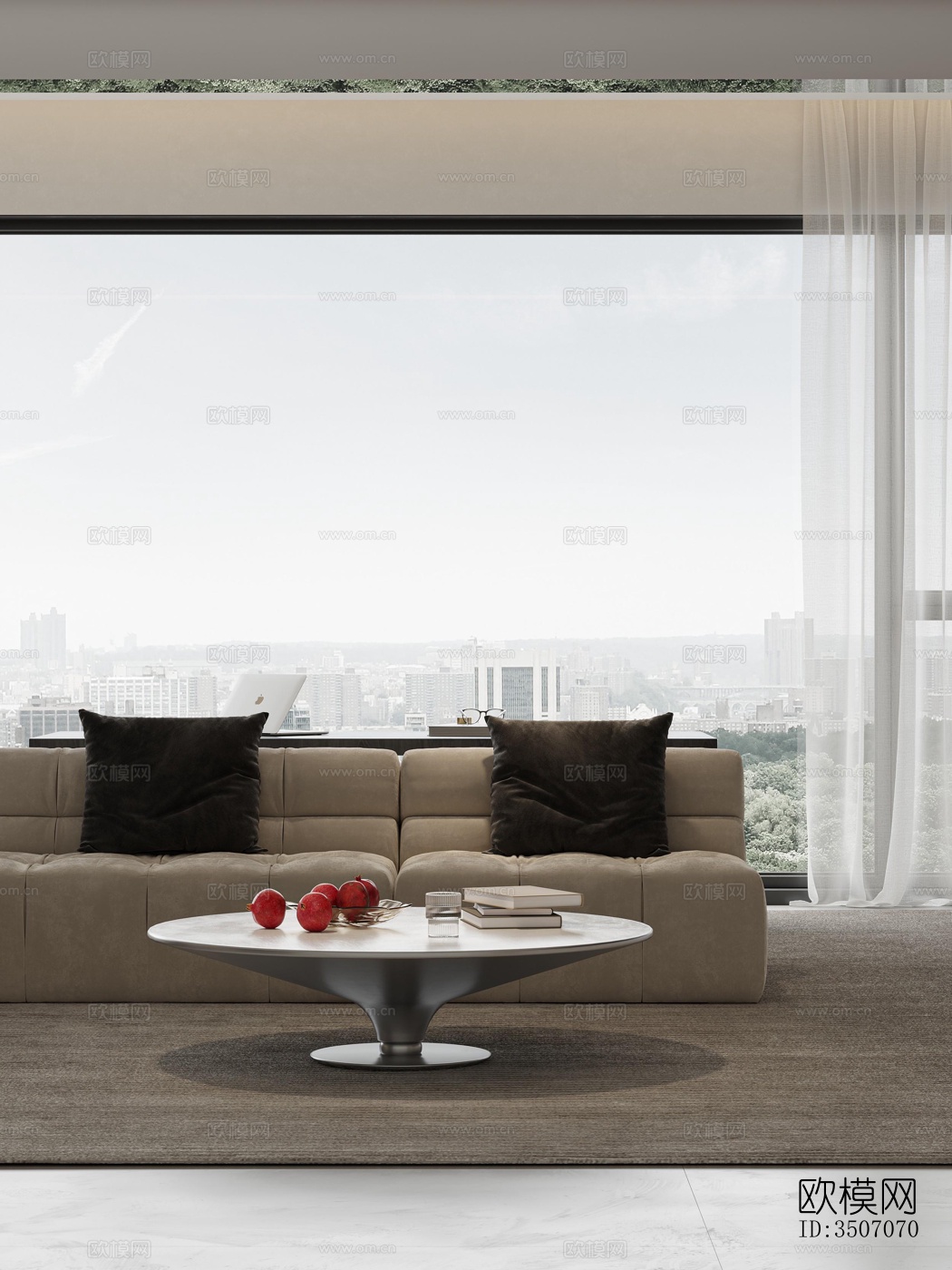 现代大平层效果图下载（渲染图5）