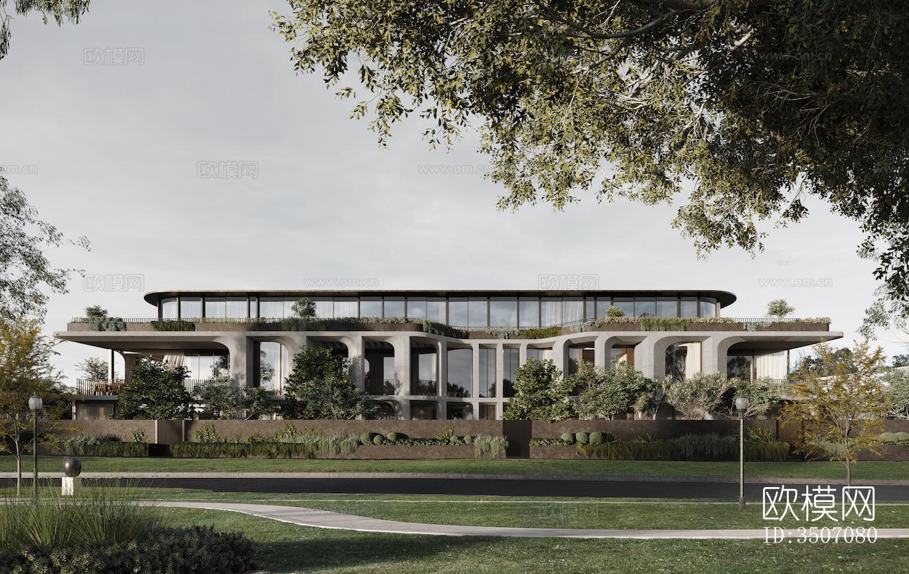 现代大平层效果图下载（渲染图4）