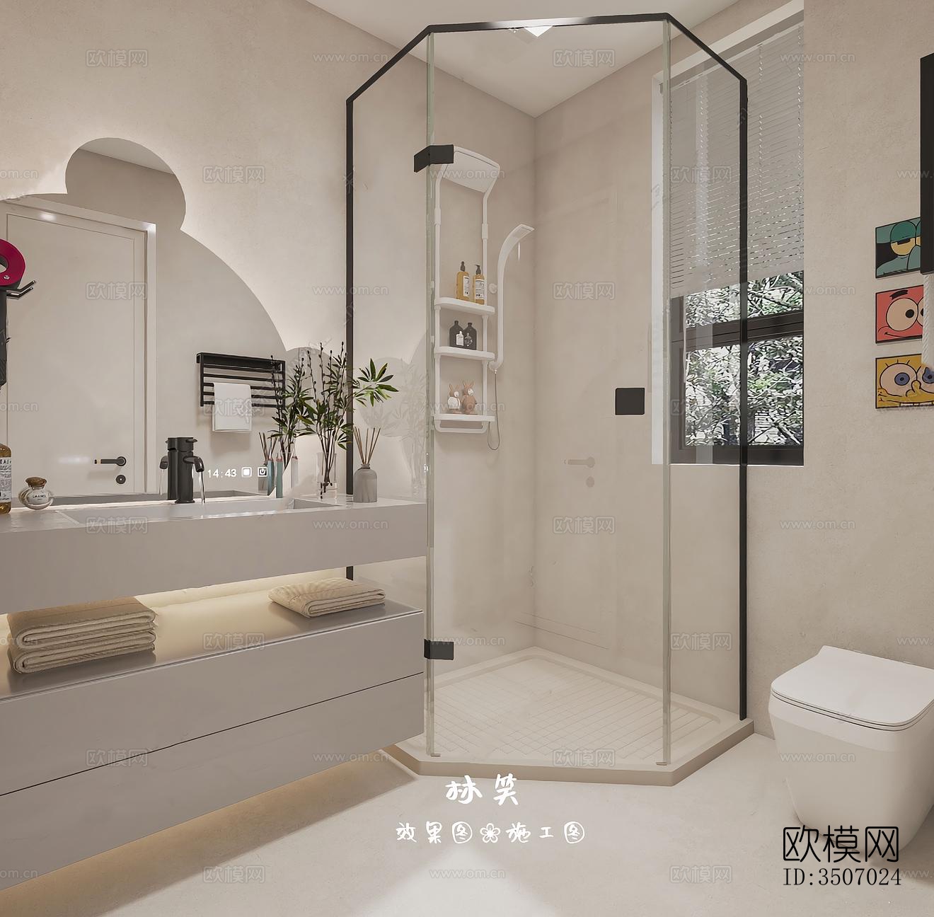 新中式大平层效果图下载（渲染图8）