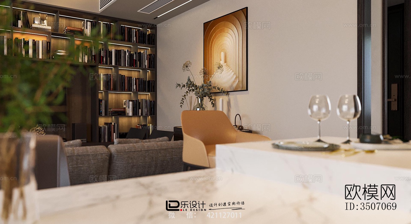 现代大平层效果图下载（渲染图18）