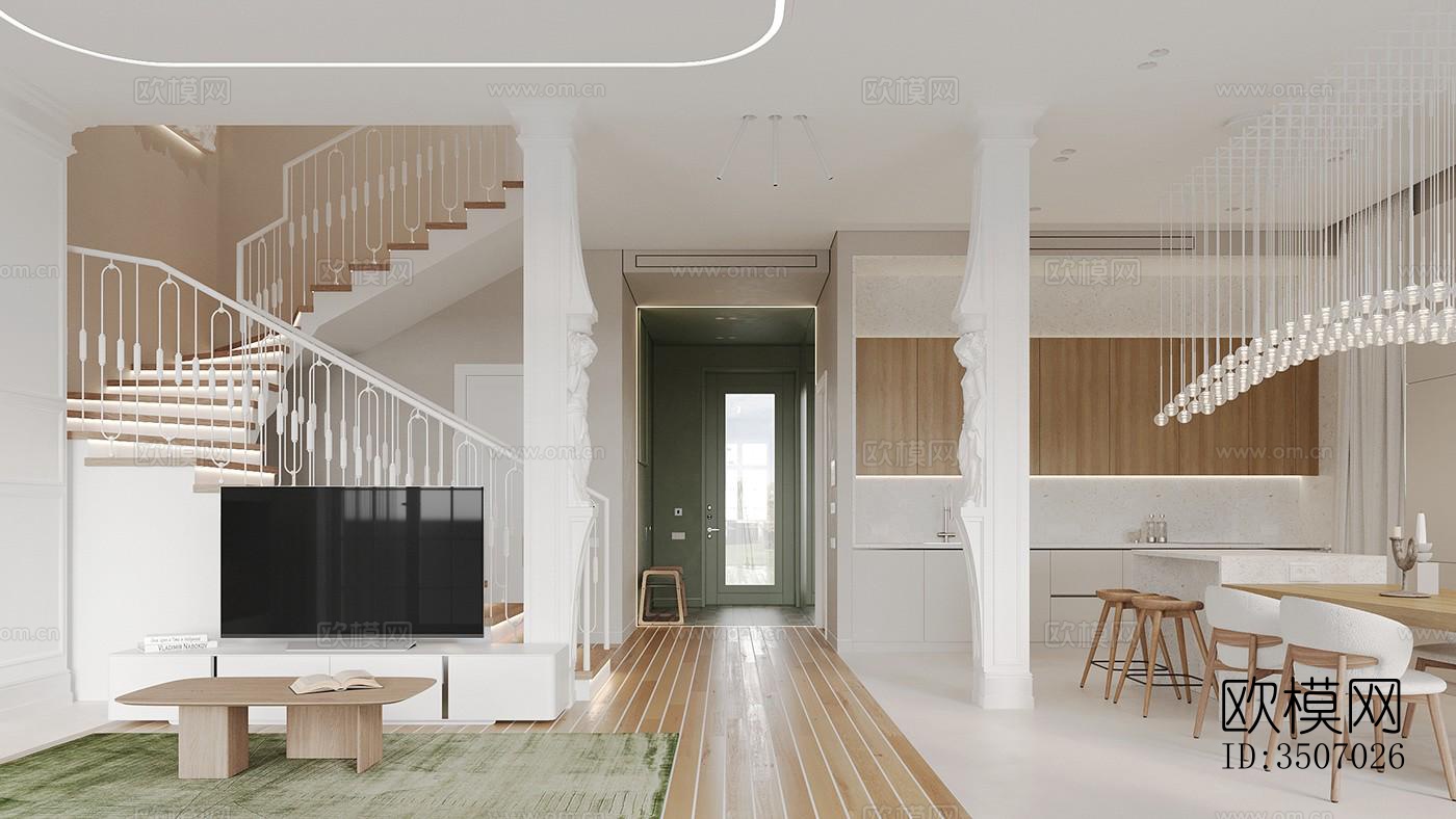 现代大平层效果图下载（渲染图12）