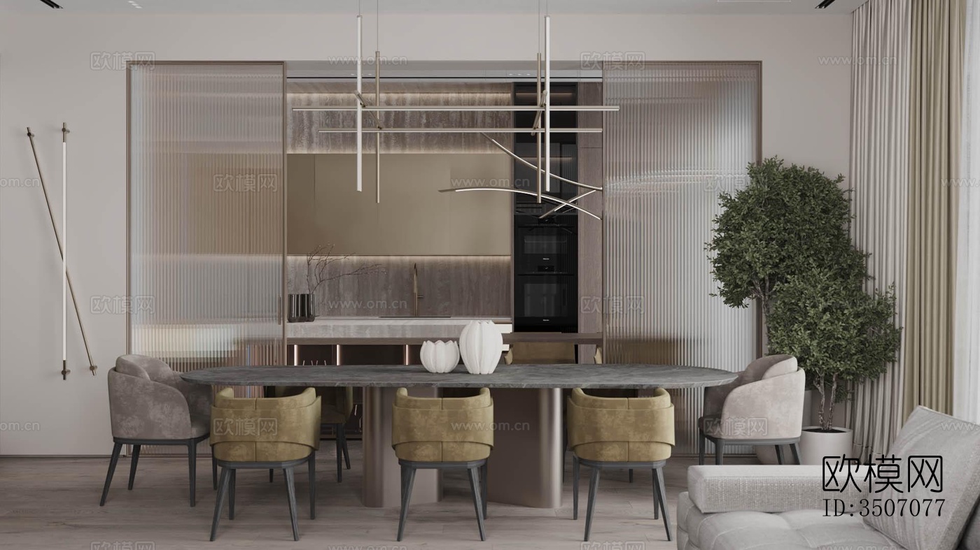 现代大平层效果图下载（渲染图16）