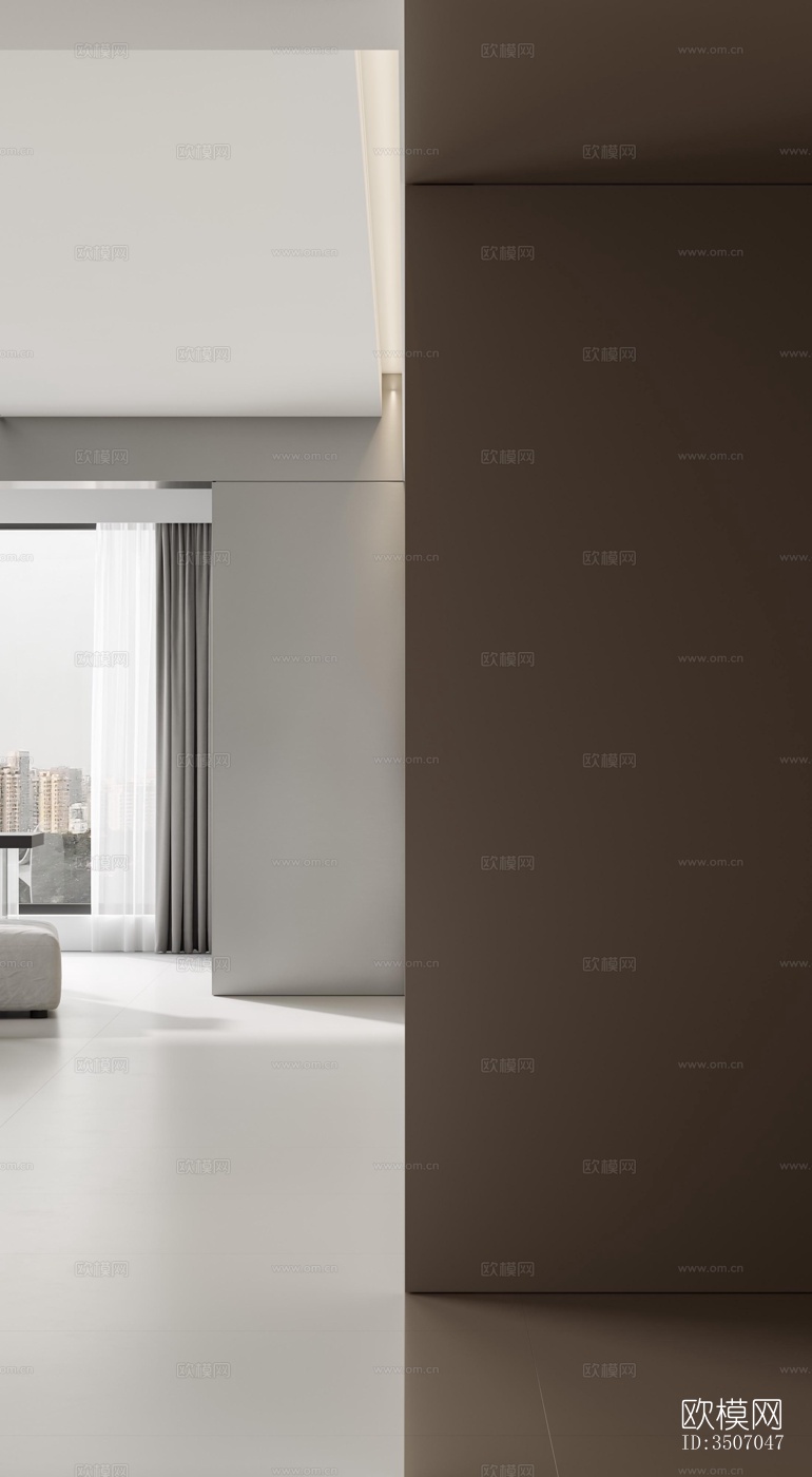 现代大平层效果图下载（渲染图15）