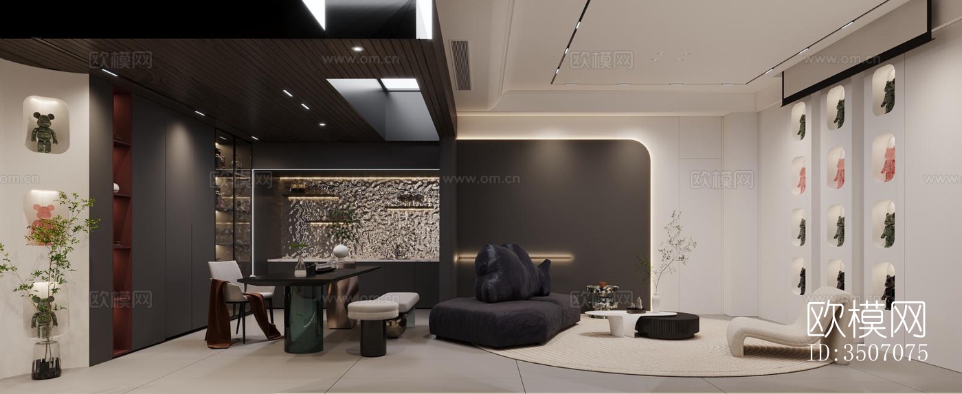 现代大平层效果图下载（渲染图5）