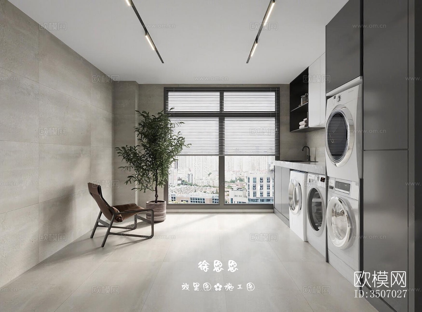 现代大平层效果图下载（渲染图6）