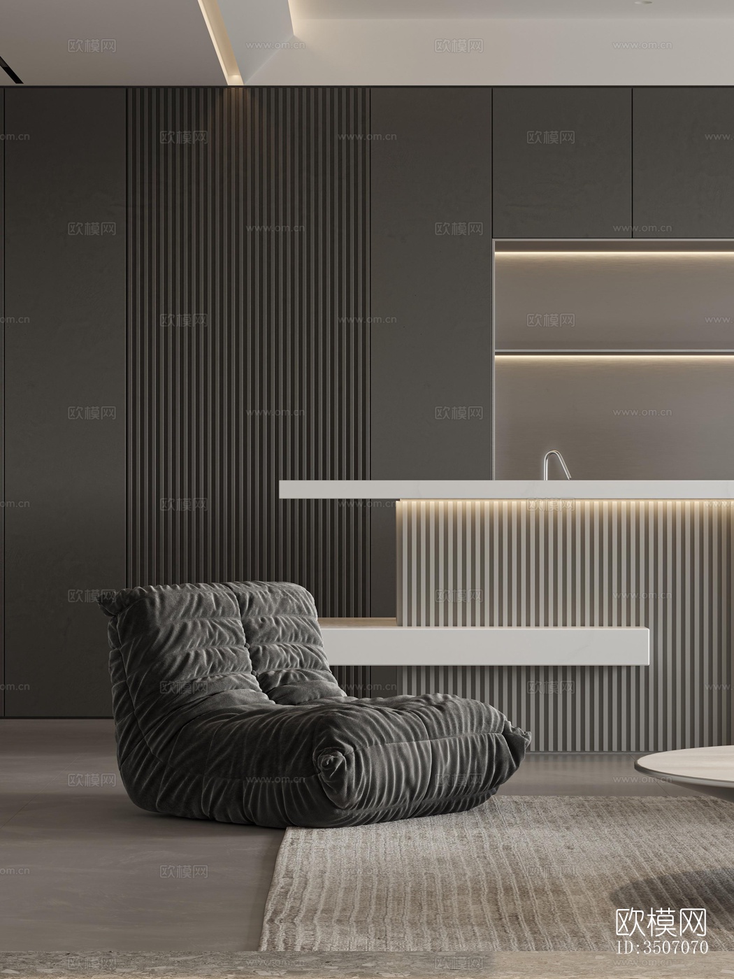 现代大平层效果图下载（渲染图19）