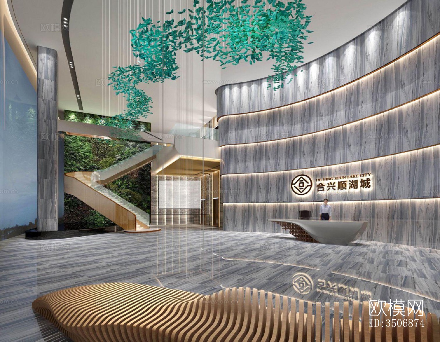 现代售楼处效果图下载（渲染图1）