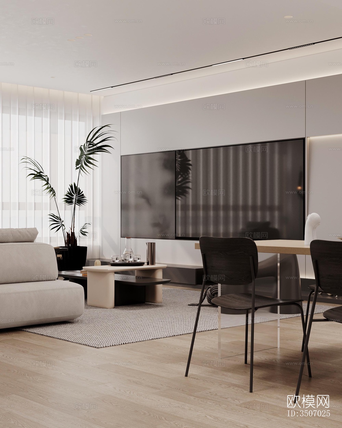 现代大平层效果图下载（渲染图10）