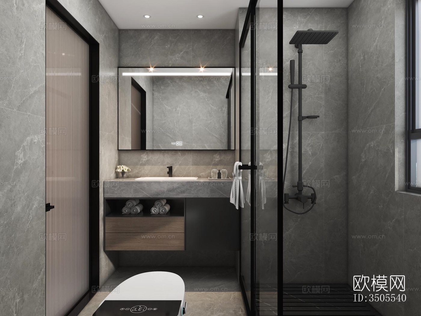 现代大平层效果图下载（渲染图9）