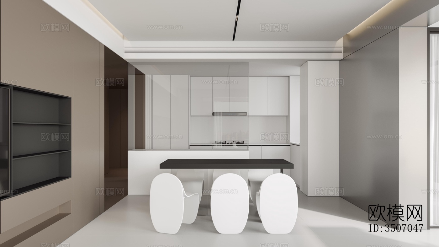 现代大平层效果图下载（渲染图4）