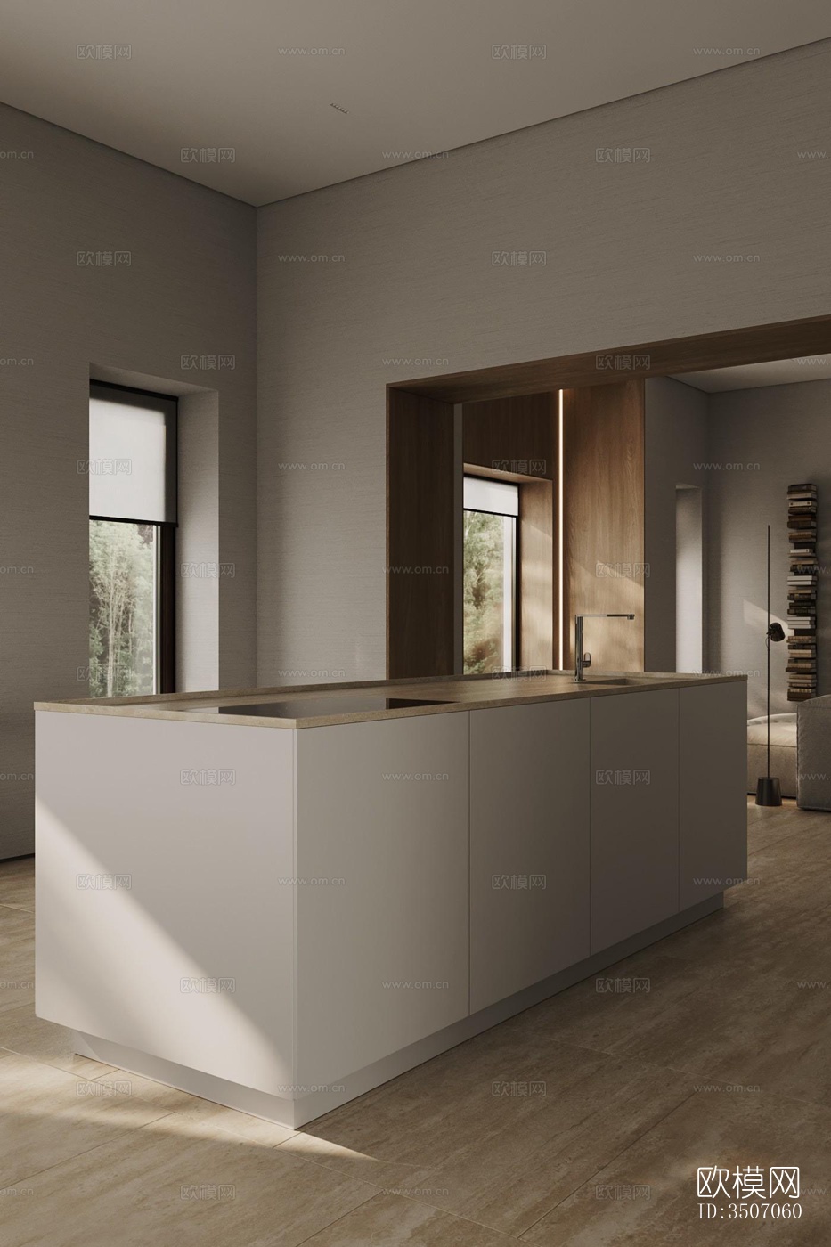 现代大平层效果图下载（渲染图4）