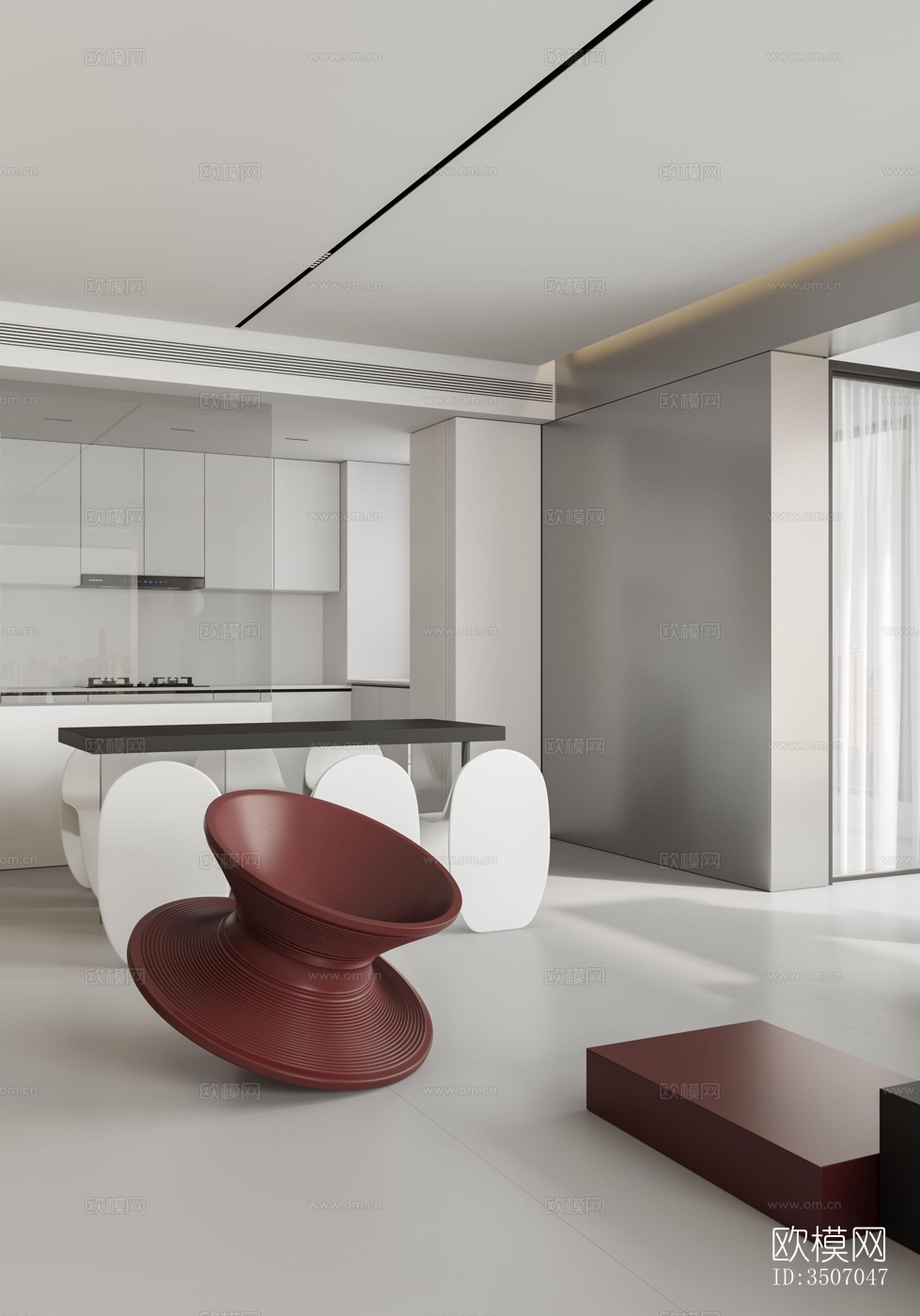 现代大平层效果图下载（渲染图18）