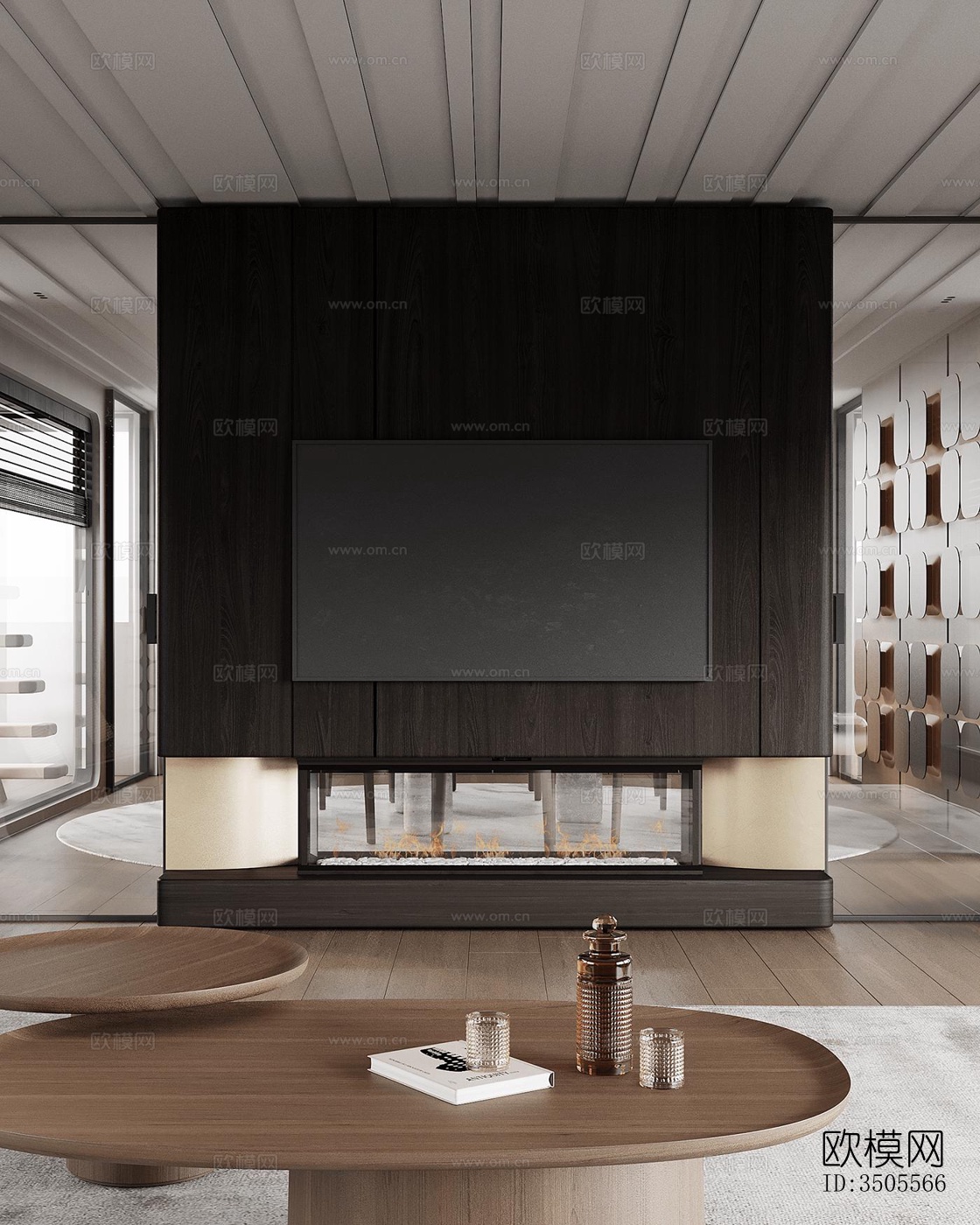 现代大平层效果图下载（渲染图3）