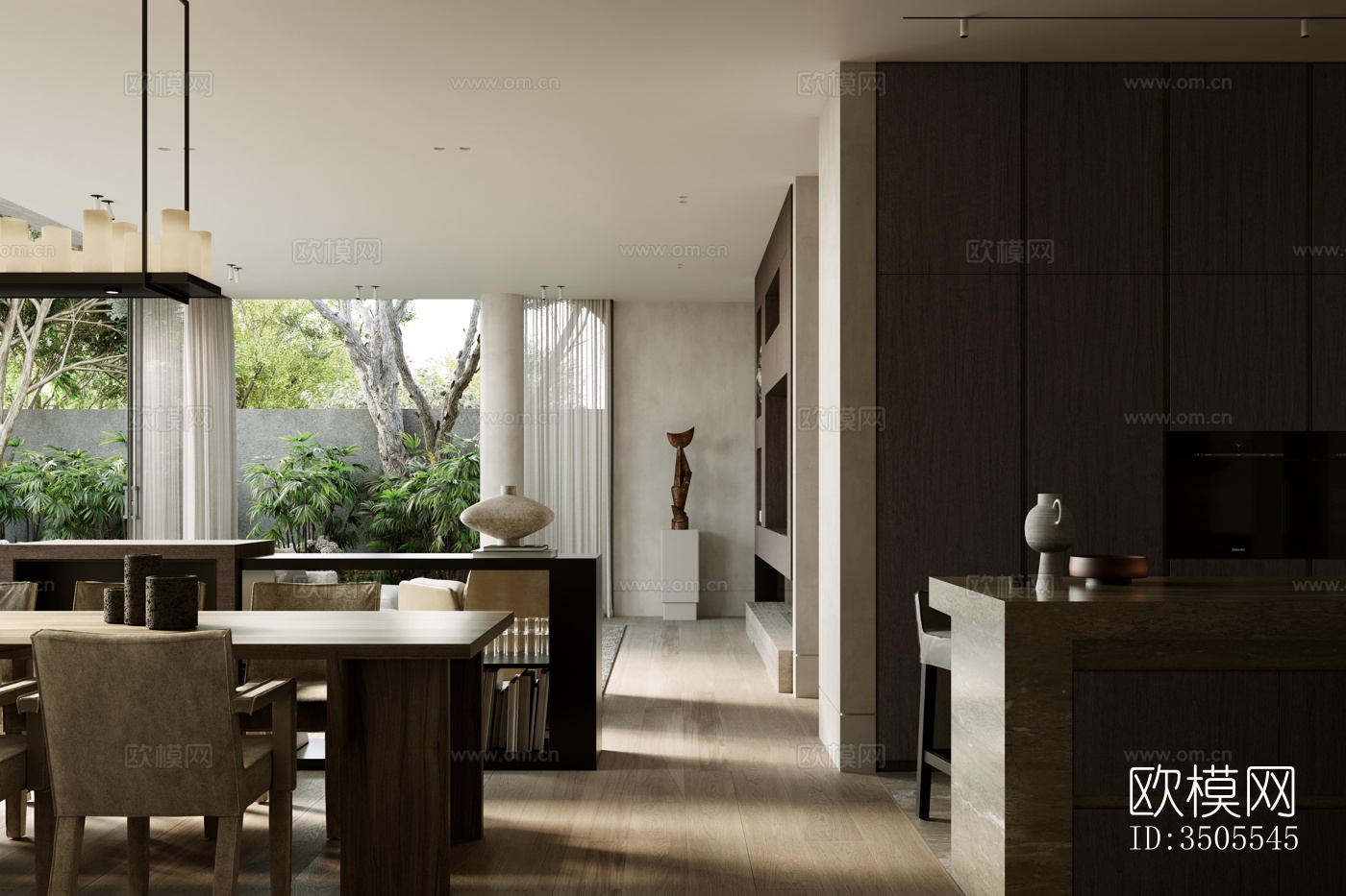 现代大平层效果图下载（渲染图10）