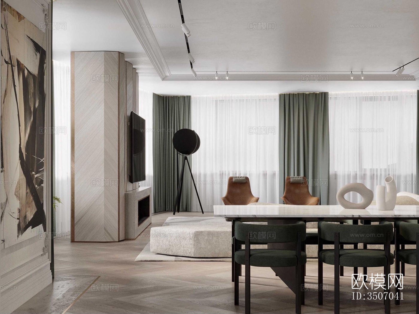 现代大平层效果图下载（渲染图20）