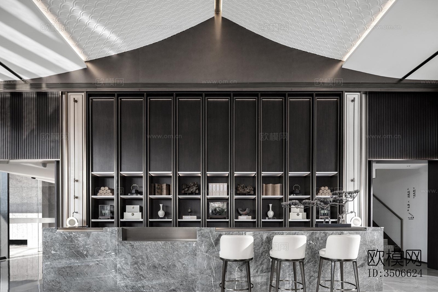 新中式售楼处效果图下载（渲染图15）