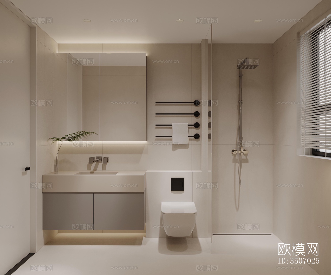 现代大平层效果图下载（渲染图7）