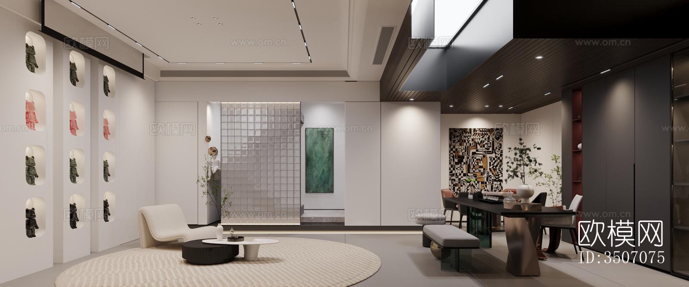 现代大平层效果图下载（渲染图4）