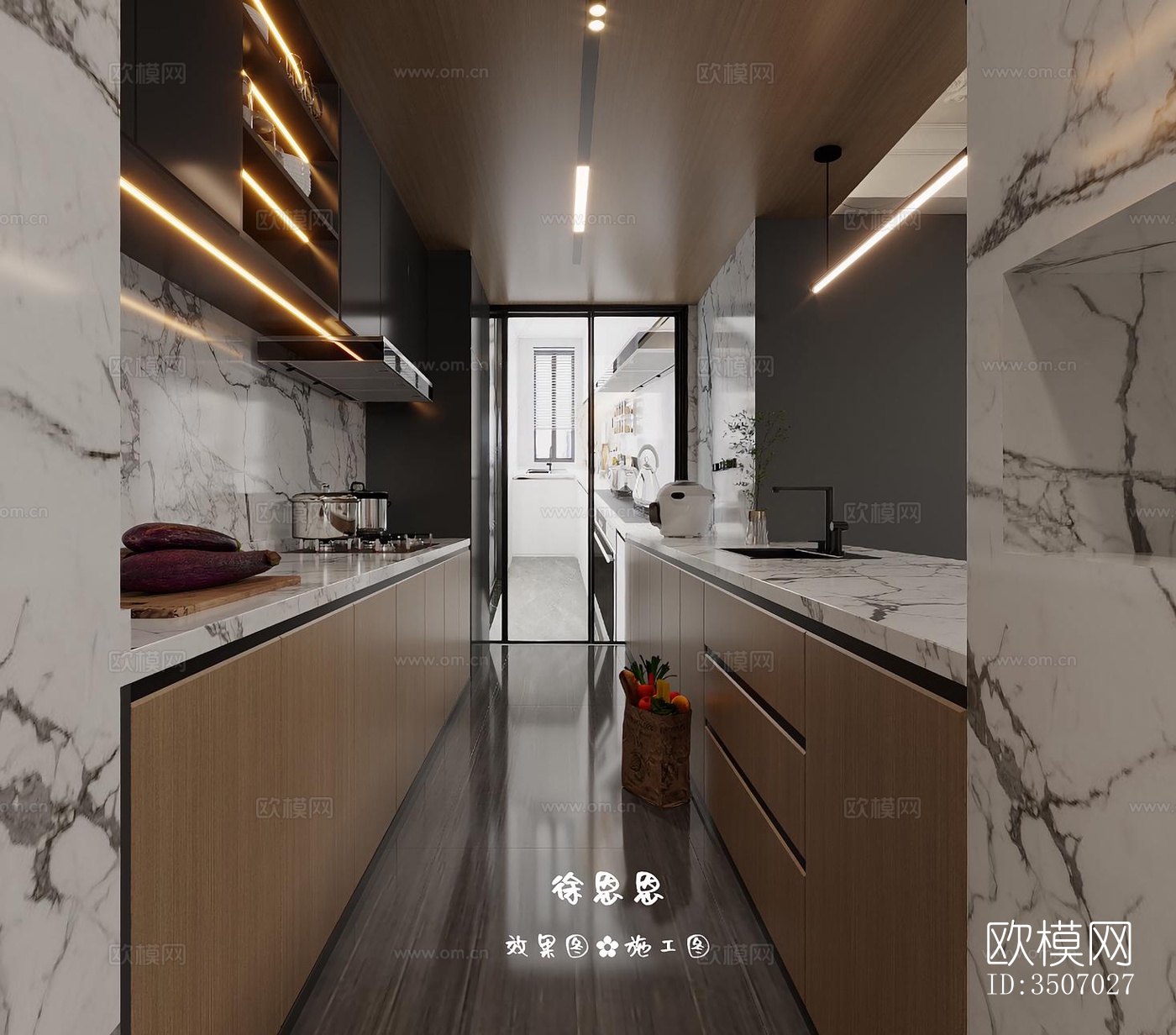 现代大平层效果图下载（渲染图4）